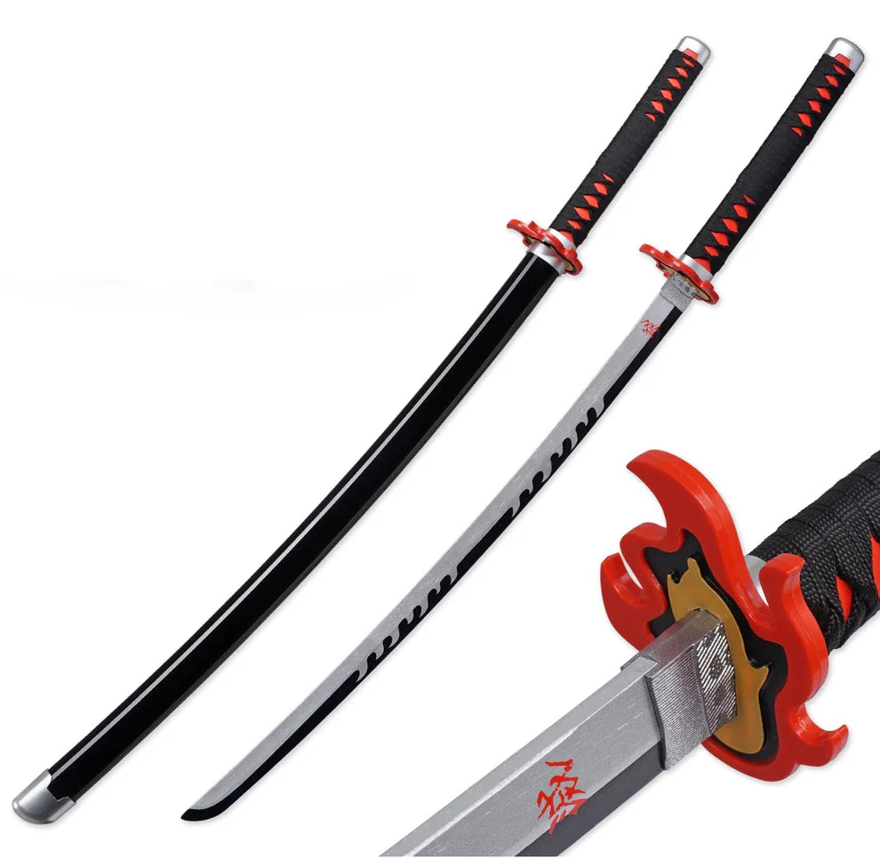 Tanjiro Kamado Flame Nichirin Katana | Wooden Blade | 104 cm | Demon Slayer Cosplay Sword - Senzo.in