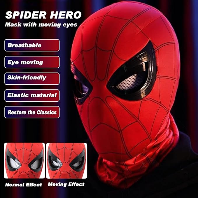 Spider-Man Red Cosplay Mask | Adjustable Eyes | Breathable Unisex Fit - Senzo.in