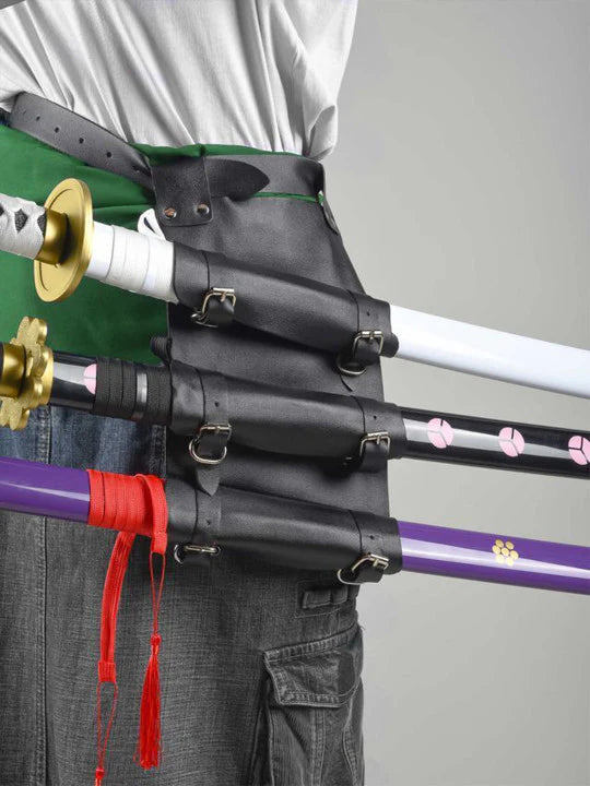 Triple Katana Holder Belt | Leather Samurai Sword Waist Holster | Adjustable Cosplay Accessory - Senzo.in
