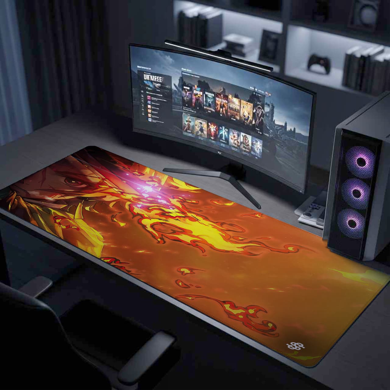 Senzo Tanjiro Fiery Blaze Desk Mat | Flame Breathing Gaming Pad - Senzo.in