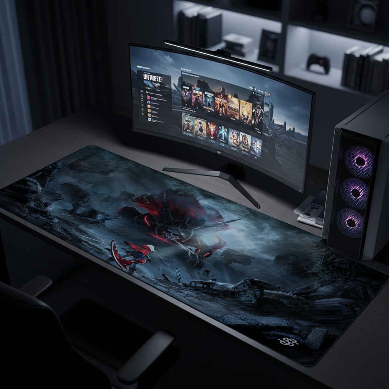 Senzo Eclipse Warrior Desk Mat | Dark Anime Gaming Pad - Senzo.in