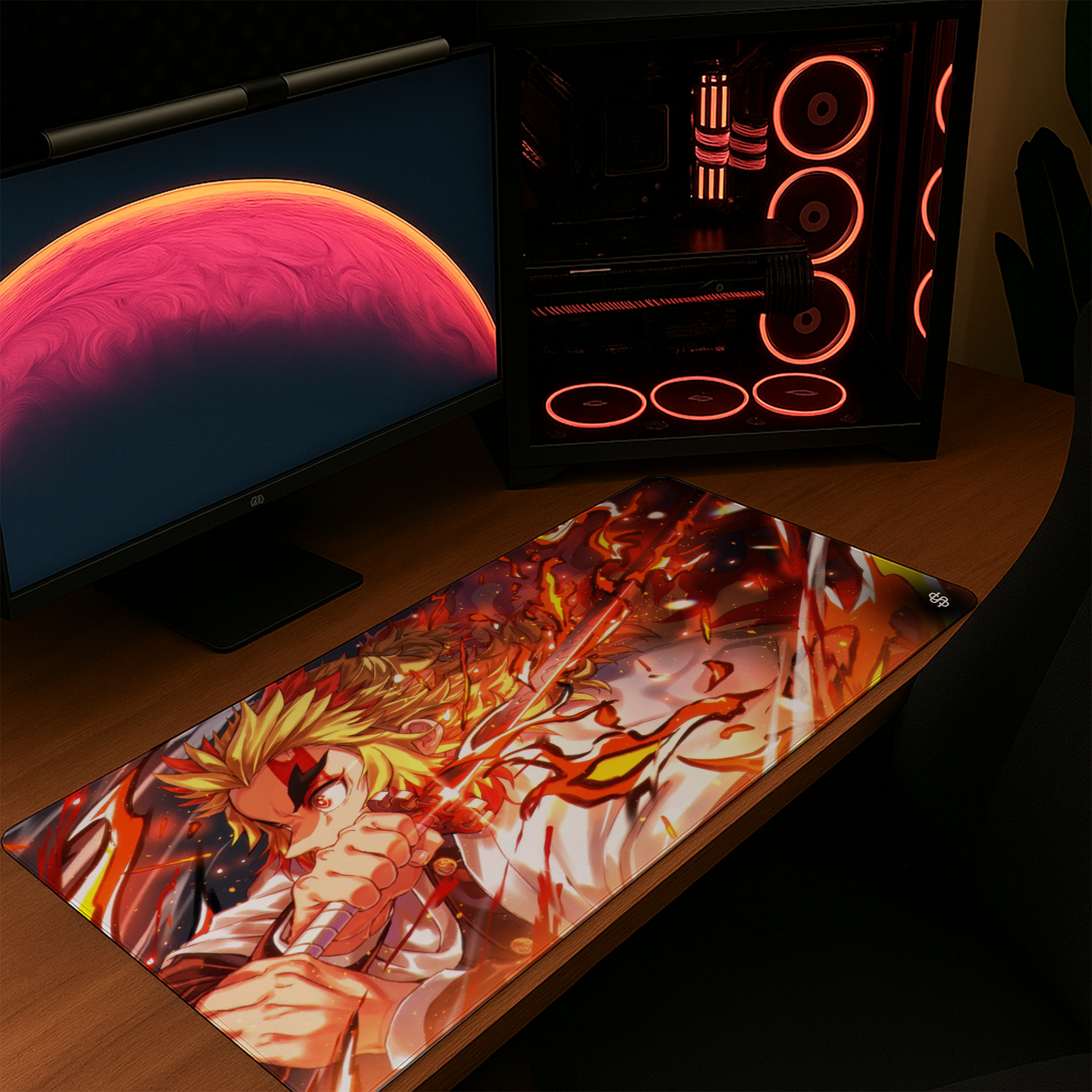 Senzo Rengoku Flame Desk Mat | Anime Gaming Pad - Senzo.in