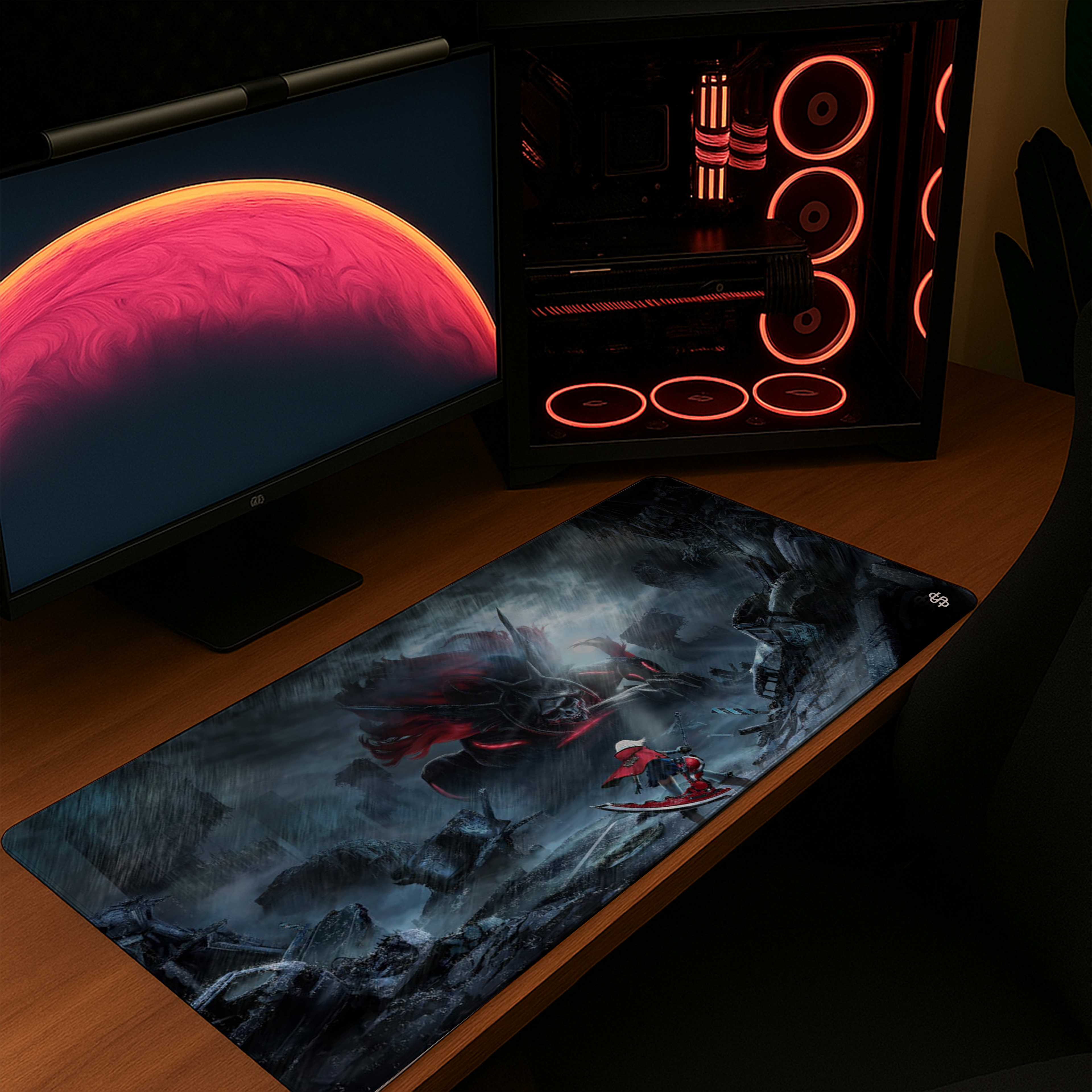Senzo Eclipse Warrior Desk Mat | Dark Anime Gaming Pad - Senzo.in