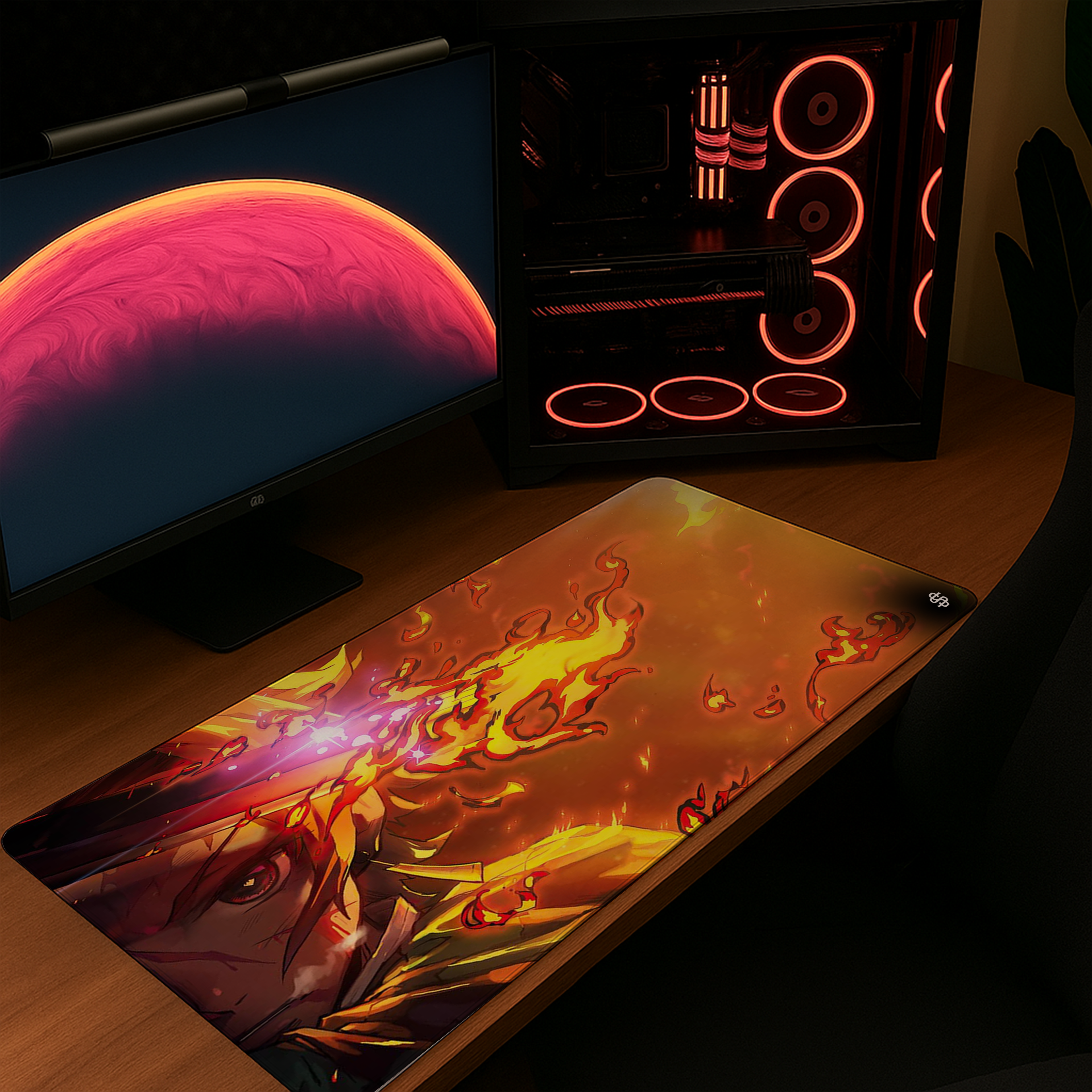 Senzo Tanjiro Fiery Blaze Desk Mat | Flame Breathing Gaming Pad - Senzo.in