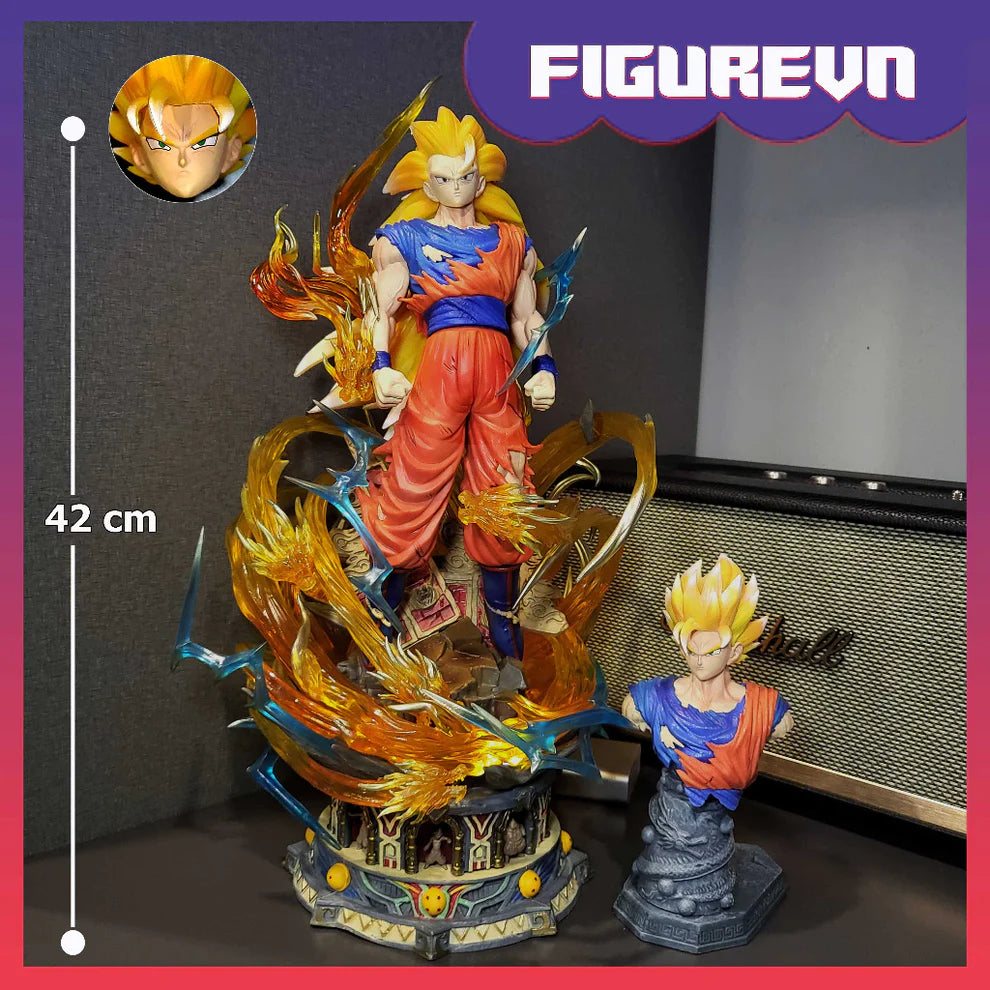 Dragon Ball Z Goku SSJ3 Action Figure (2 Heads) | 43 cm | Premium Burst Edition - Senzo.in