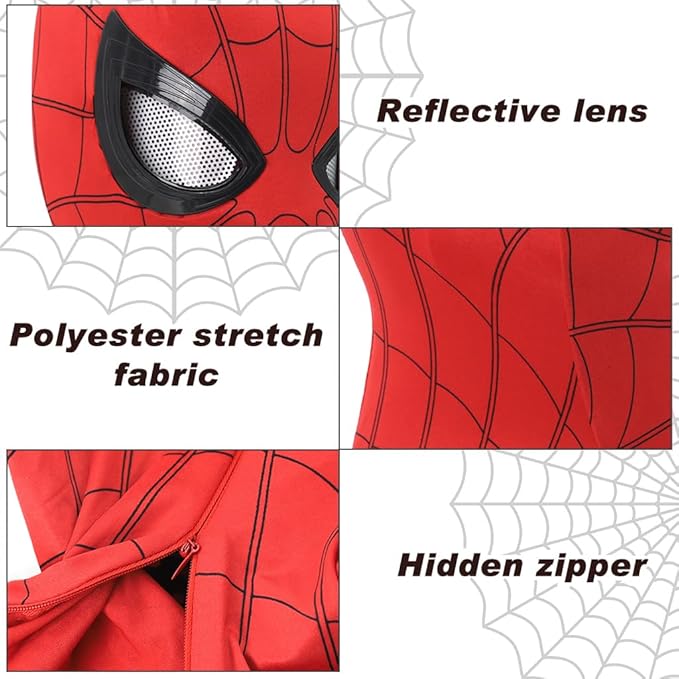 Spider-Man Red Cosplay Mask | Adjustable Eyes | Breathable Unisex Fit - Senzo.in