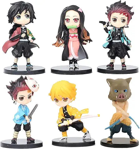 Demon Slayer 6-Character Action Figure Set (8cm) - Senzo.in