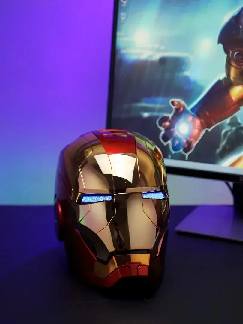 Iron Man Voice-Controlled Helmet | Touch Sensor | Sound & LED Lights | Adjustable Fit Cosplay Mask - Senzo.in