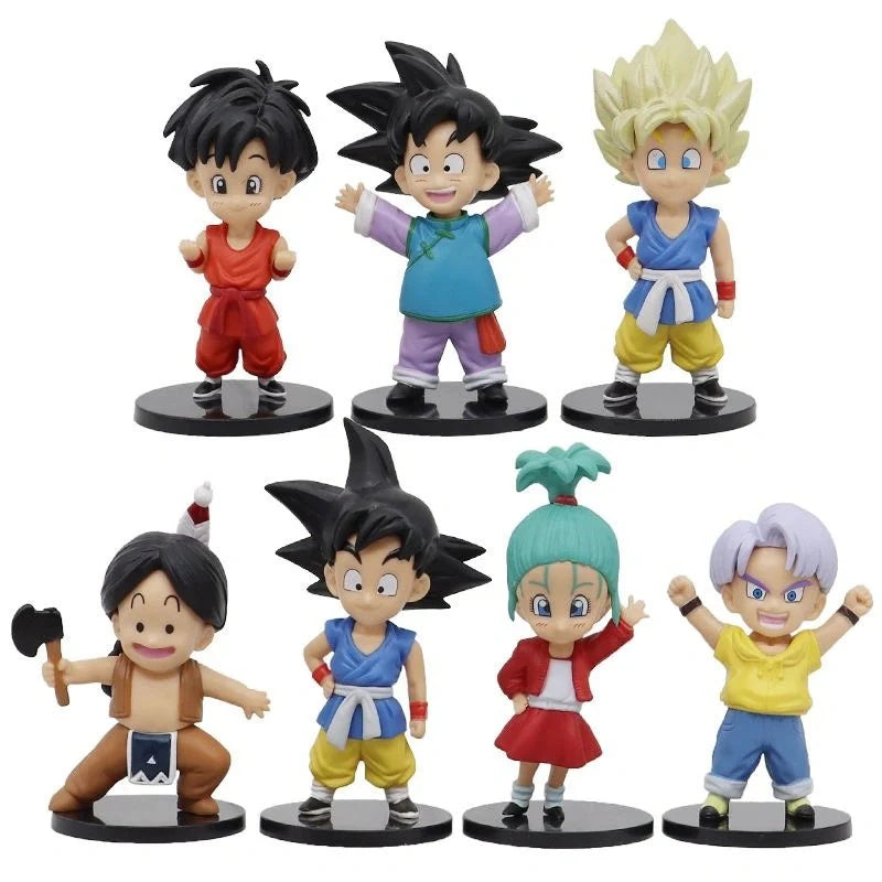 Dragon Ball Z Childhood Version Action Figures Set (7 Pcs, 10 cm) | Mini PVC Collectible Set - Senzo.in