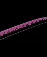 Purple anime katana blade with black flame pattern on a black background