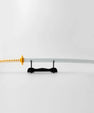 Anime collectible katana sword with white blade, yellow accents, and display stand