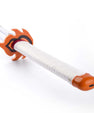 Anime LED katana handle with orange flame-themed guard and USB charging port