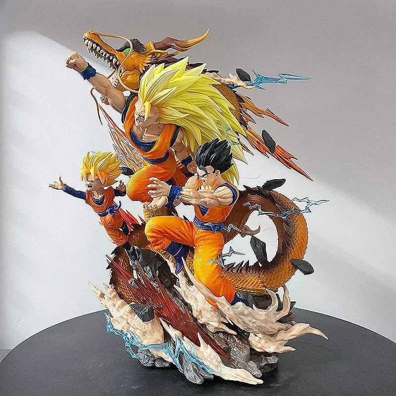 Dragon Ball Z SSJ3 Goku, Gohan & Goten Dragon Fist Action Figure (35 cm) | PVC Collectible - Senzo.in