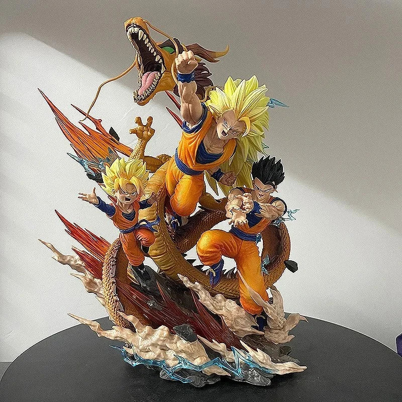 Dragon Ball Z SSJ3 Goku, Gohan & Goten Dragon Fist Action Figure (35 cm) | PVC Collectible - Senzo.in
